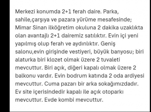 KÖRFEZ MİMAR SİNANDA SATILIK DAİRE